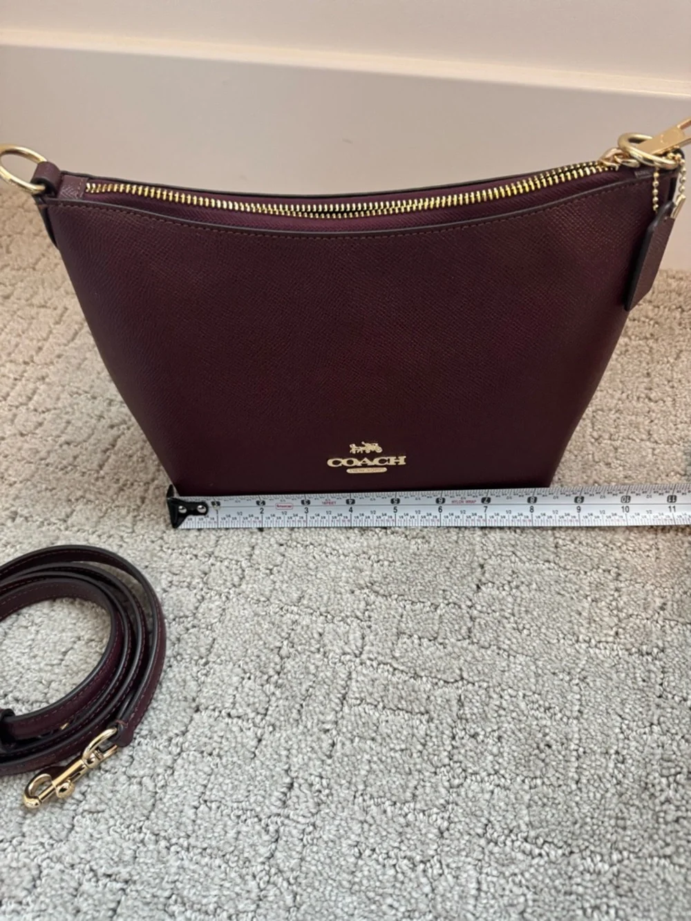 COACH Leather Crossbody Bag in Merlot - Picture 3 of 11